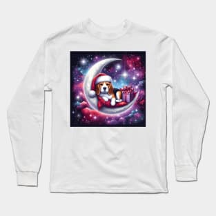 Beagle Dog On The Moon Christmas Long Sleeve T-Shirt